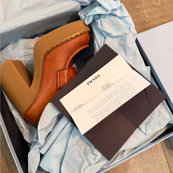 Prada Women’s Tan Leather Loafers - Picture 3 of 5